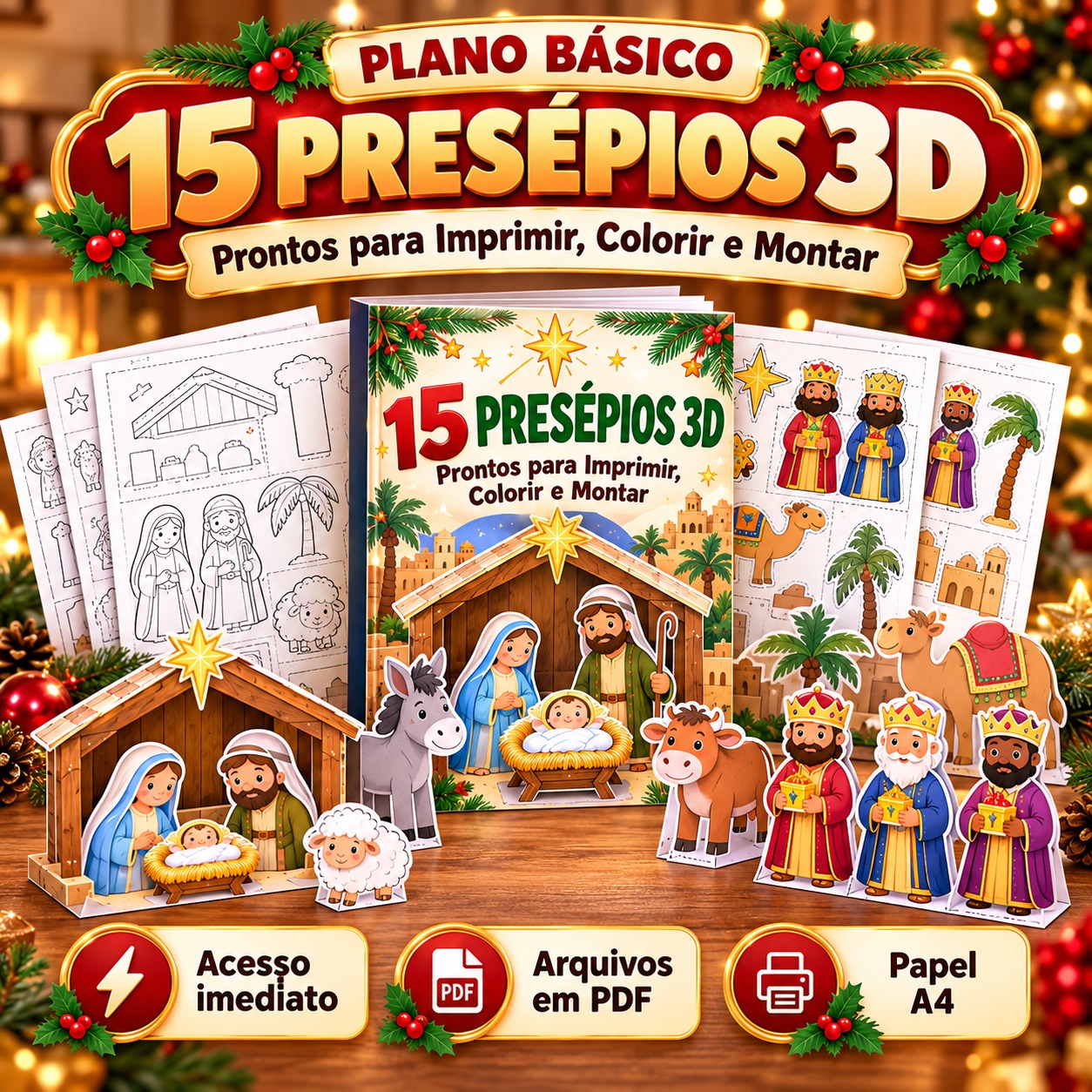 Capa do Plano Básico — 15 moldes de presépios 3D