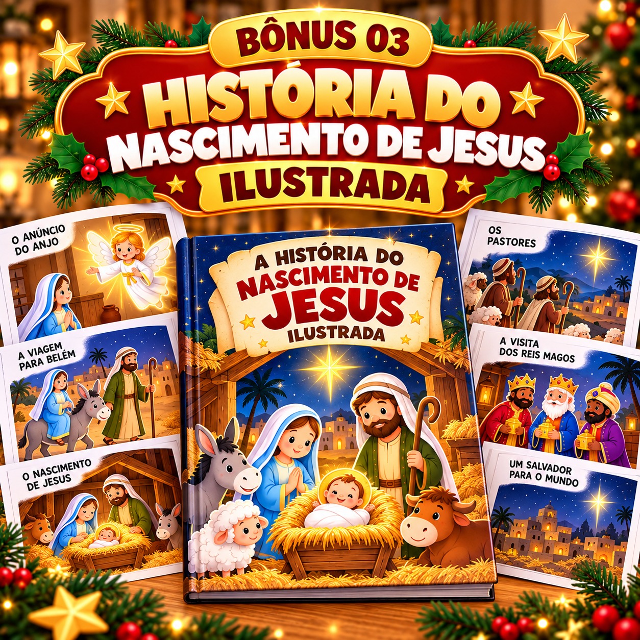 Capa do BÔNUS 03 — História do Nascimento de Jesus Ilustrada